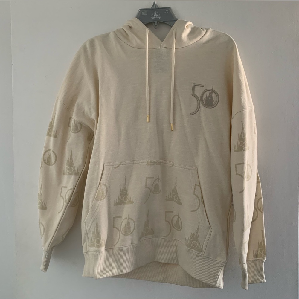 Disney World 50th Anniversary White Luxe Hoodie